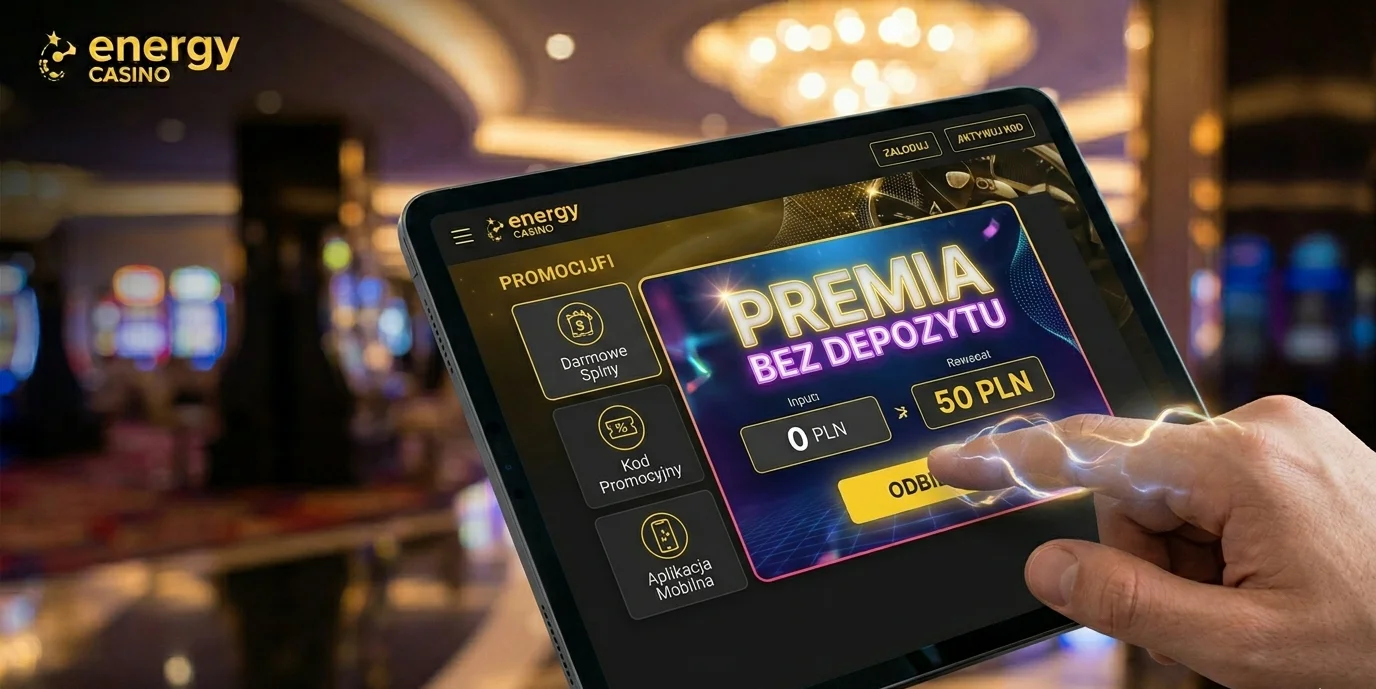 Banner z napisem 50 PLN bonus bez depozytu i symbolami spinów